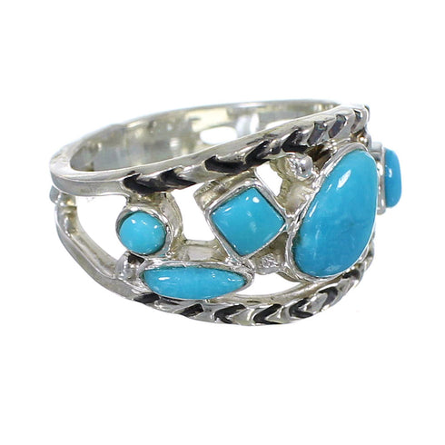 Southwest Authentic Sterling Silver Jewelry Turquoise Ring Size 5-3/4 AX84378